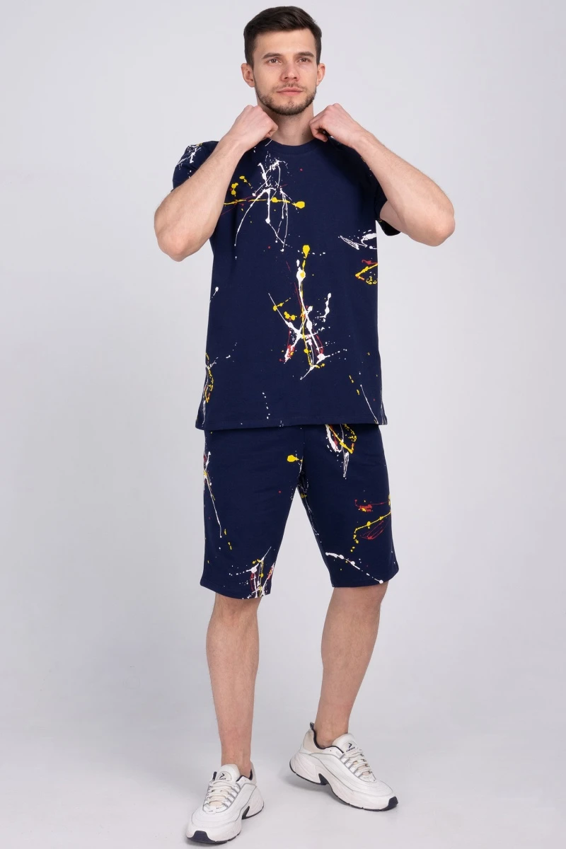 (СК) Футболка мужская "Полет" темно-синий, абстракция
