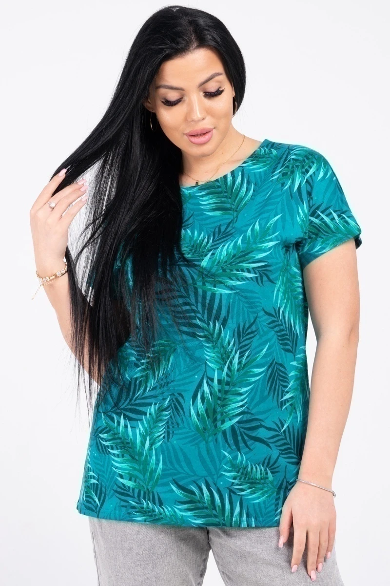 (СК) Футболка женская "Катрин" морская волна, папоротник (Лучшая цена)