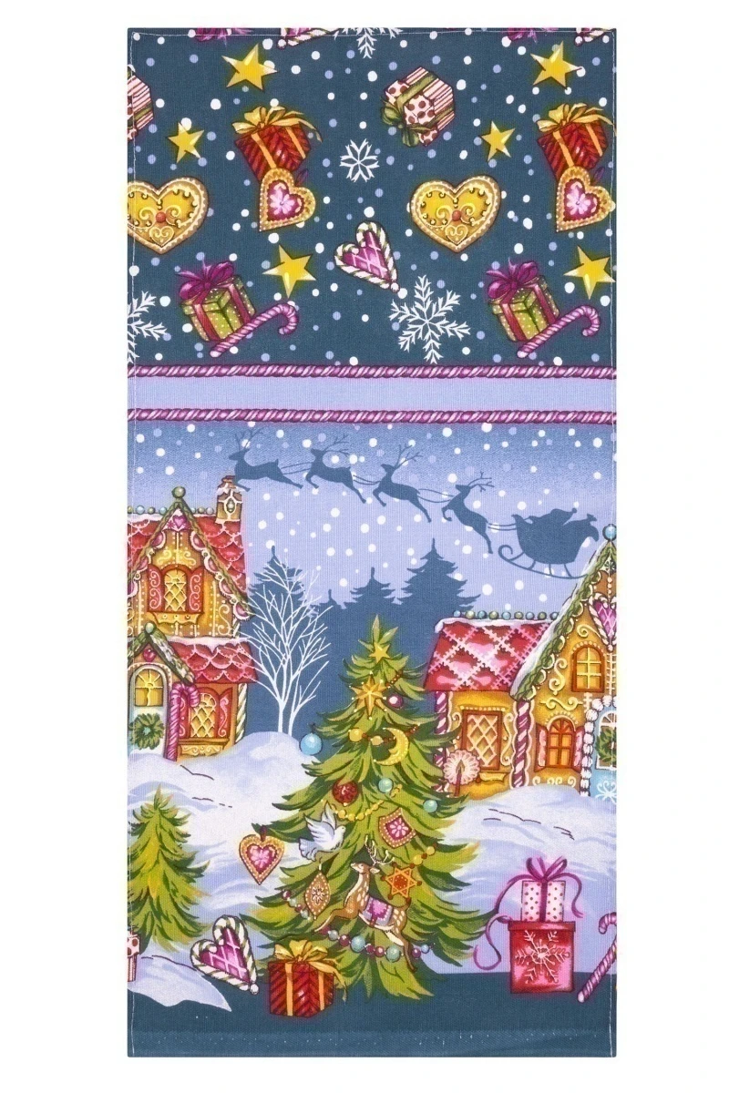 Набор полотенец рогожка (Пром) 390 Сладкий домик (изумруд) - 3 шт - 35х75 см