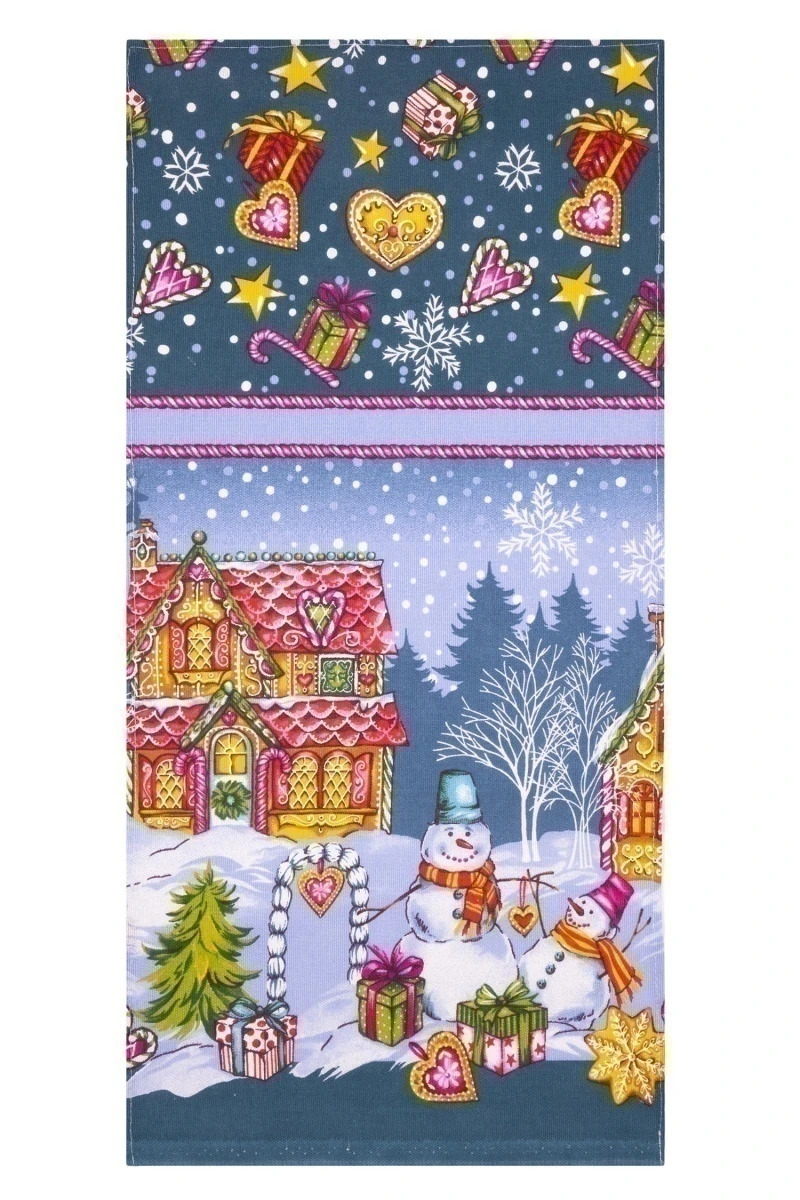 Набор полотенец рогожка (Пром) 390 Сладкий домик (изумруд) - 3 шт - 35х75 см