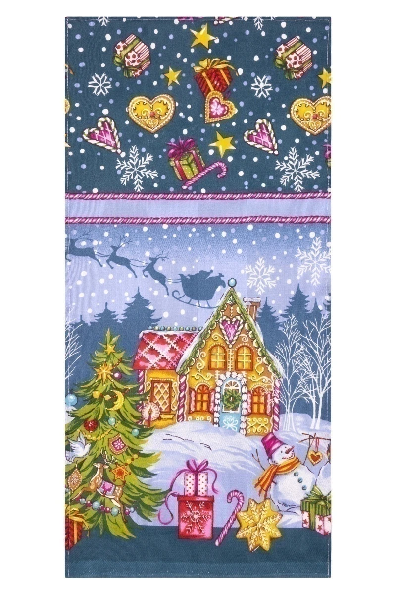 Набор полотенец рогожка (Пром) 390 Сладкий домик (изумруд) - 3 шт - 35х75 см