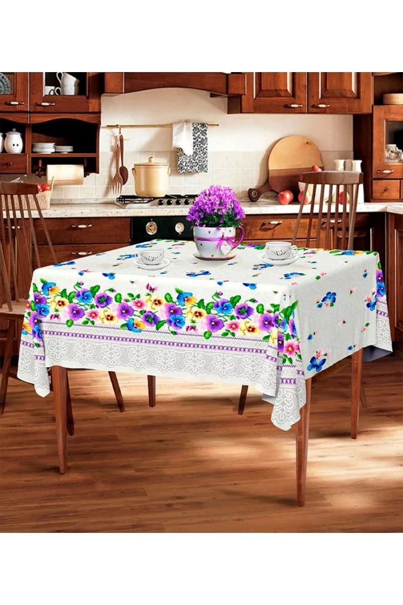 (ВНЛ) Скатерть рогожка "ЭлисТ" Анютины глазки