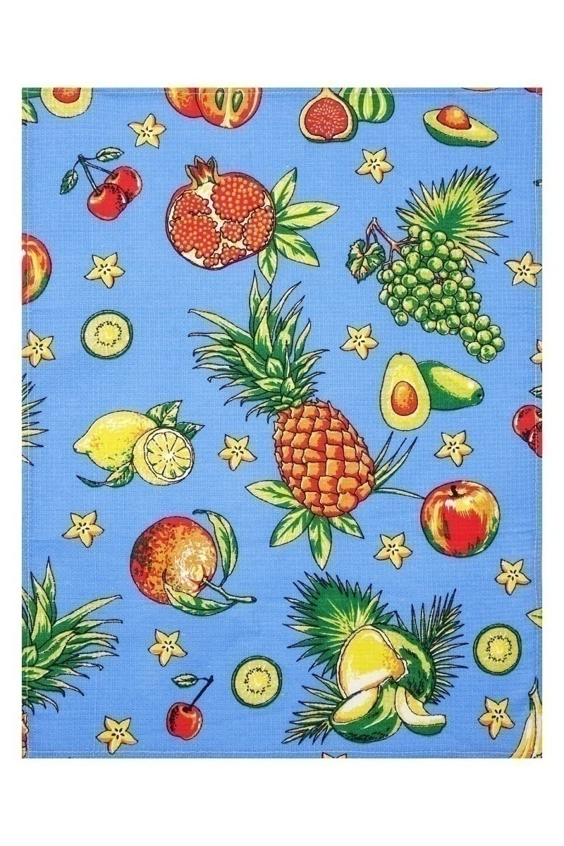 Набор вафельных полотенец (Талка) 157 Тутти-Фрутти (синий) - 3 шт - 45х60 см