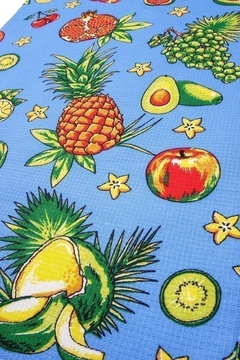 Набор вафельных полотенец (Талка) 157 Тутти-Фрутти (синий) - 3 шт - 45х60 см