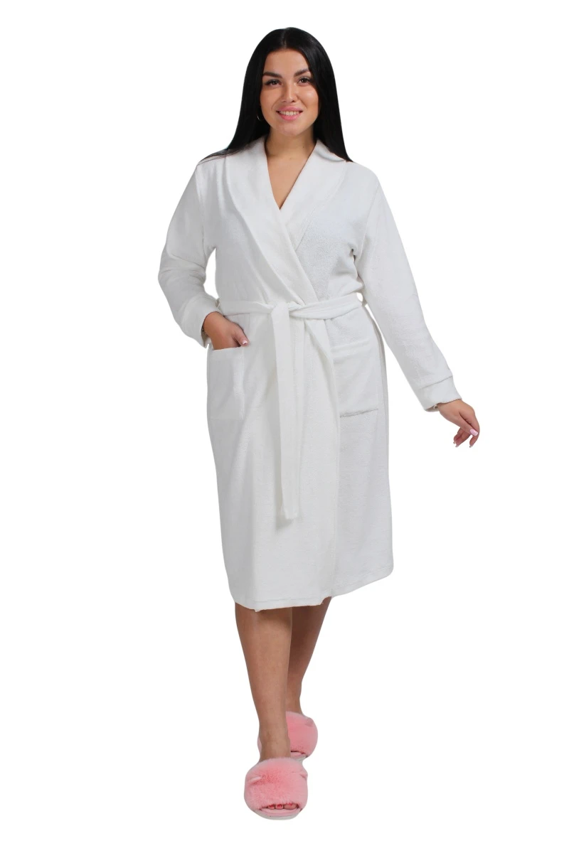 (СК) Халат женский махровый "СПА" белый