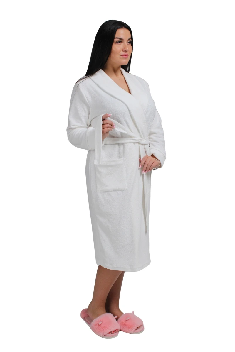 (СК) Халат женский махровый "СПА" белый