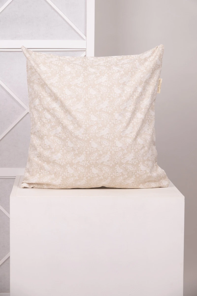 Декоративная наволочка на молнии полулен "ГП" Птицы (жаккард)