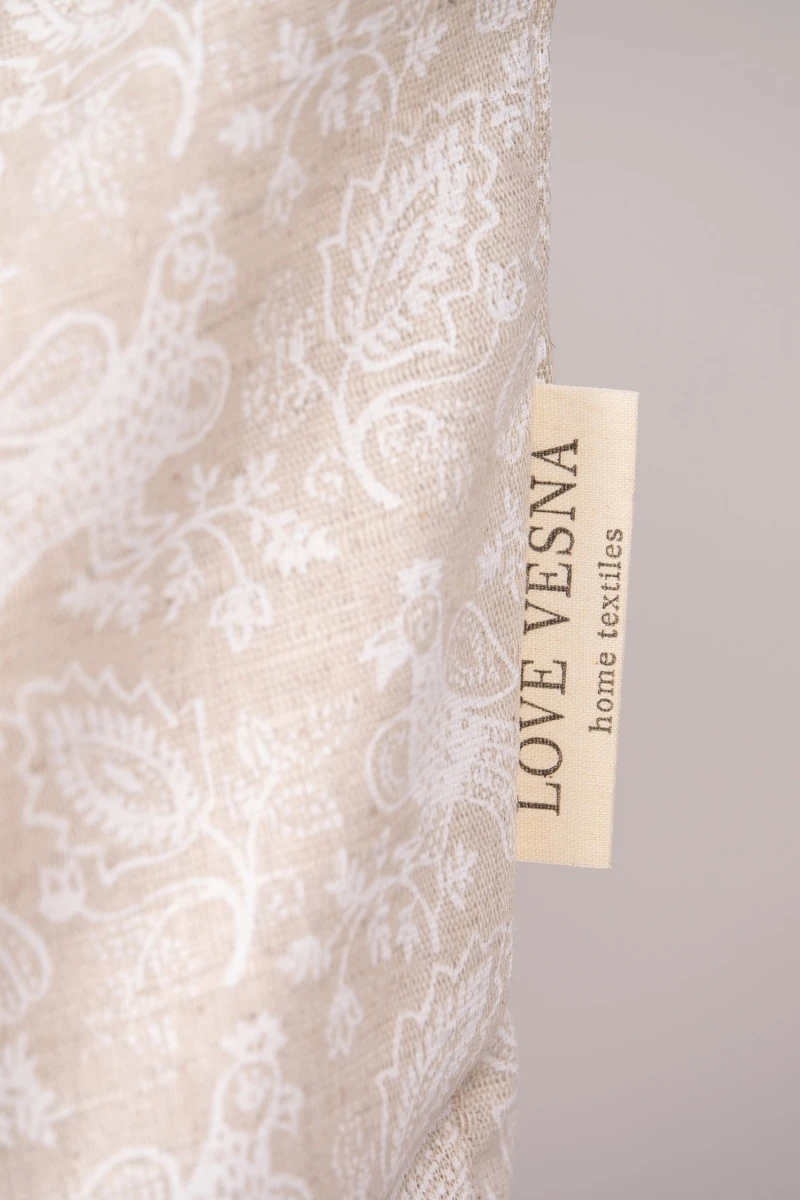 Декоративная наволочка на молнии полулен "ГП" Птицы (жаккард)