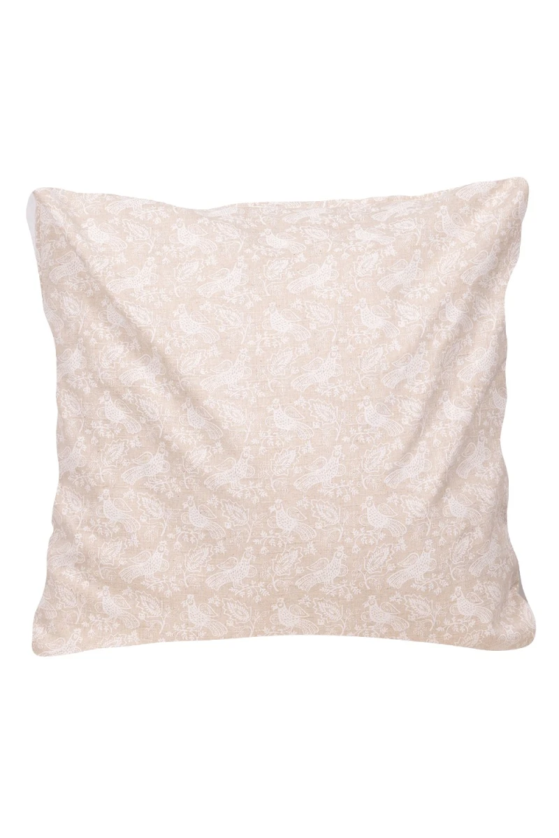 Декоративная наволочка на молнии полулен "ГП" Птицы (жаккард)