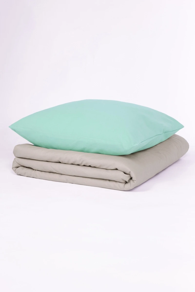 1 + 1 Пододеяльник и наволочка бязь "Французский серый+Мятный леденец" ком, 50х70 см (642+653,"ТЛ")_