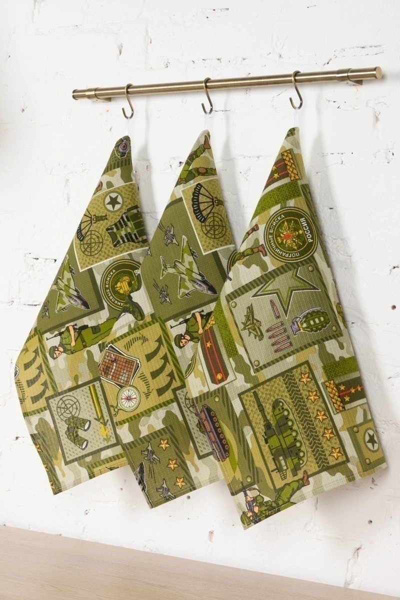 Набор вафельных полотенец (ХБК) 120 Защитники - 3 шт - 45х60 см