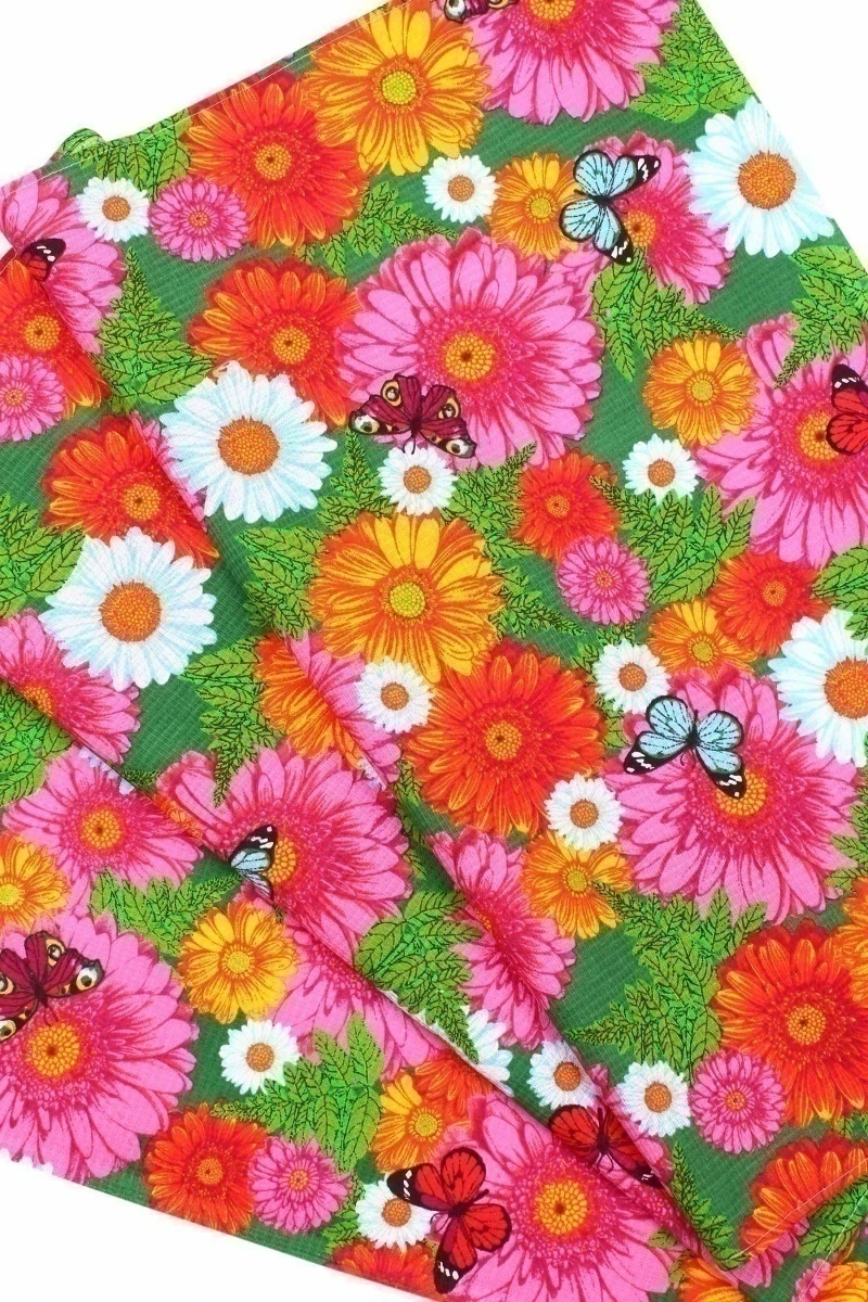 Полотенце пляжное вафельное 129 Астра на зеленом - 150/80