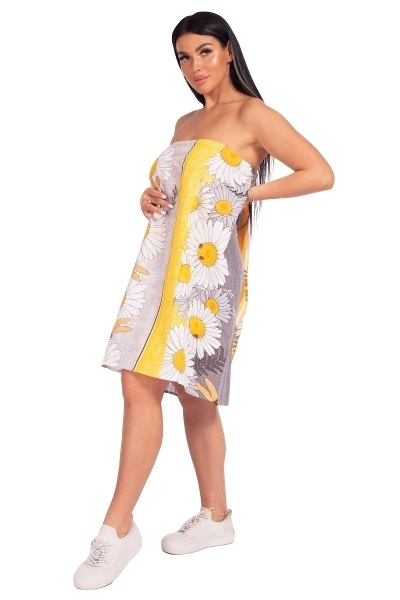 Парео для бани женское (на липучке) (ТД) 069 Белые ромашки