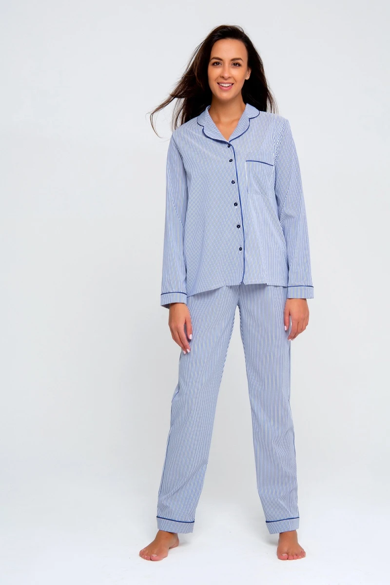 (ВНЛ) Костюм с брюками с брюками и рубашкой 340BLU (голубая полоса)