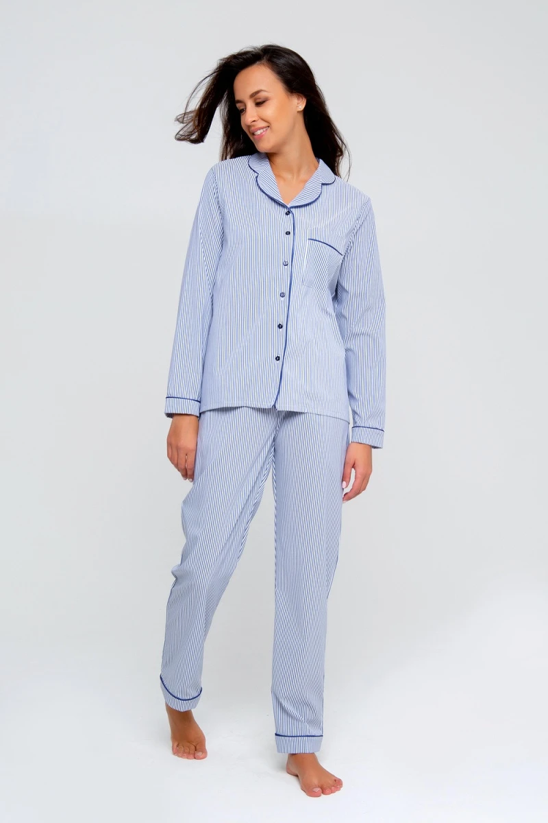 (ВНЛ) Костюм с брюками с брюками и рубашкой 340BLU (голубая полоса)