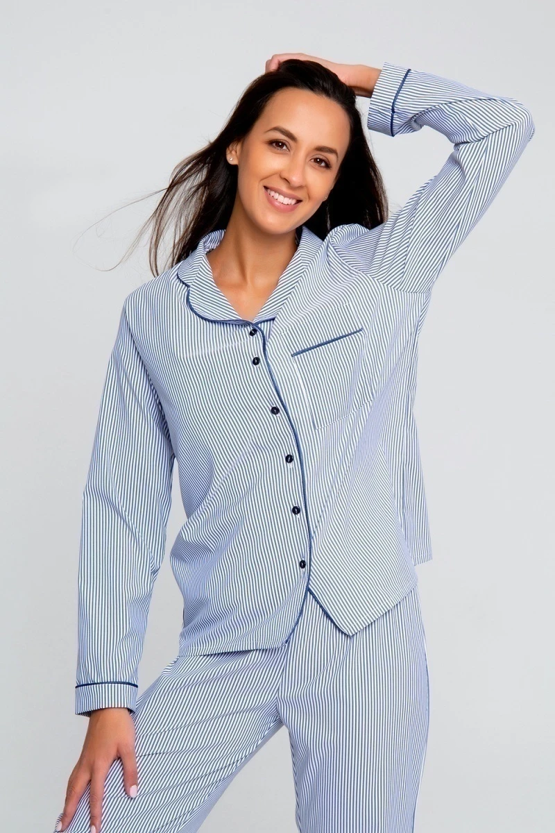 (ВНЛ) Костюм с брюками с брюками и рубашкой 340BLU (голубая полоса)