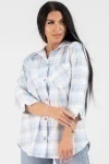 (СК) Рубашка в клетку женская "Александра" небо