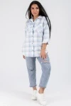 (СК) Рубашка в клетку женская "Александра" небо
