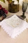Салфетка из рогожки с кружевом 016 Ромашки (серые) (вид 3)