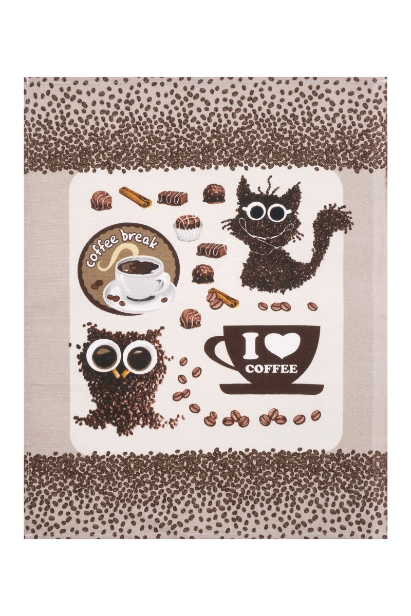Набор полотенец рогожка (Пром) 277 Я люблю кофе! - 3 шт - 45х60 см
