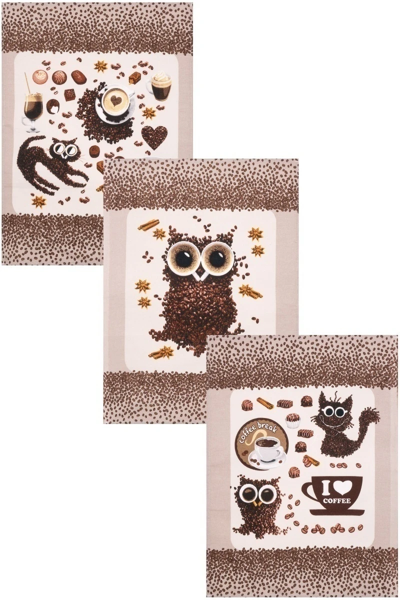 Набор полотенец рогожка (Пром) 277 Я люблю кофе! - 3 шт - 45х60 см
