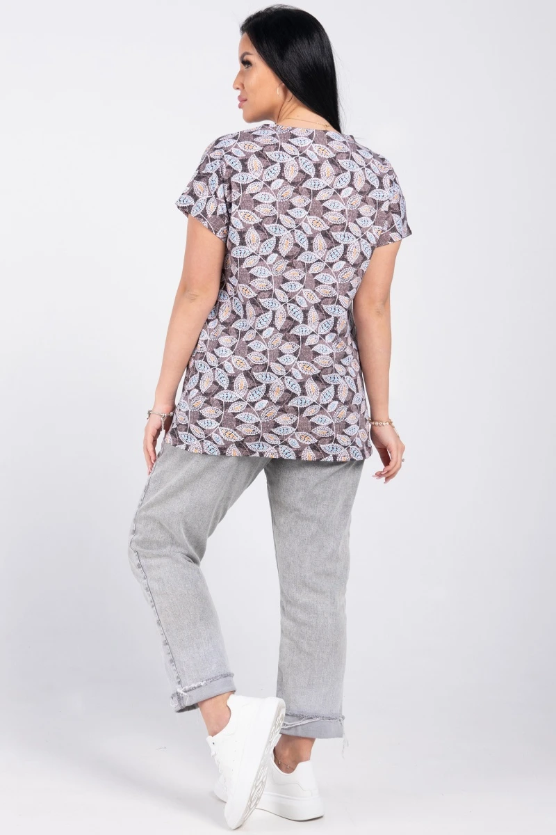 (СК) Футболка женская "Катрин" голубой, листья