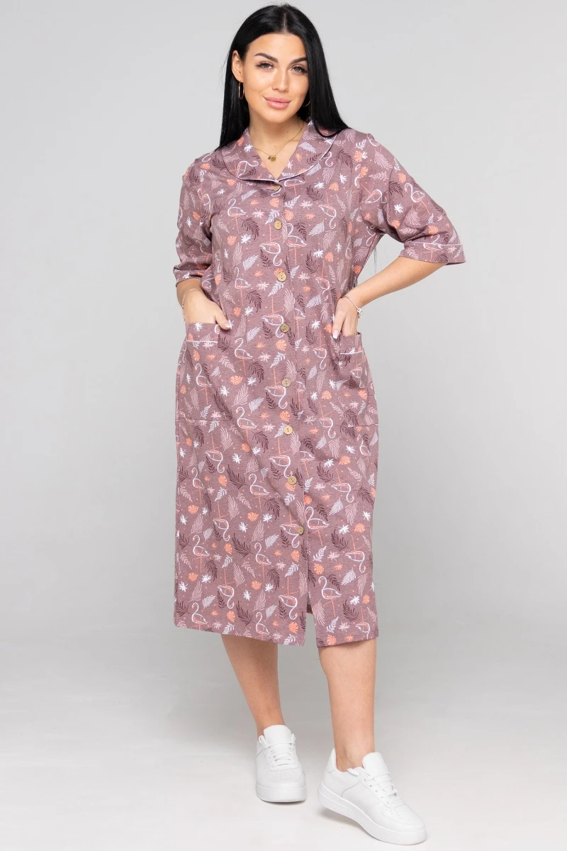 (СК) Халат женский на пуговицах "Карина" капучино