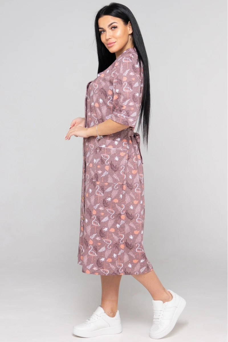 (СК) Халат женский на пуговицах "Карина" капучино