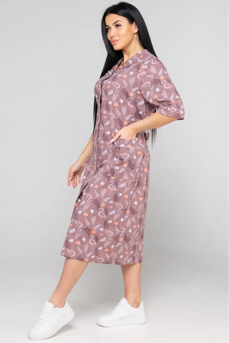 (СК) Халат женский на пуговицах "Карина" капучино