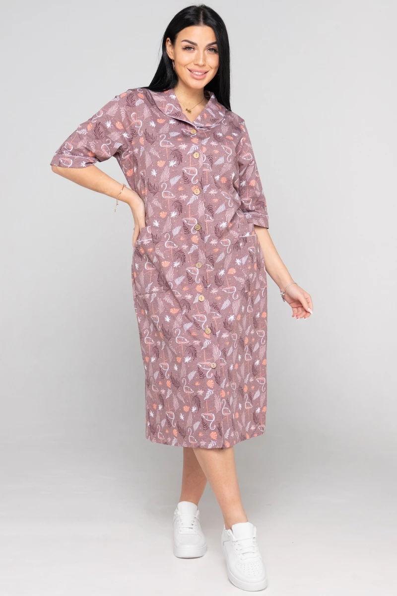 (СК) Халат женский на пуговицах "Карина" капучино