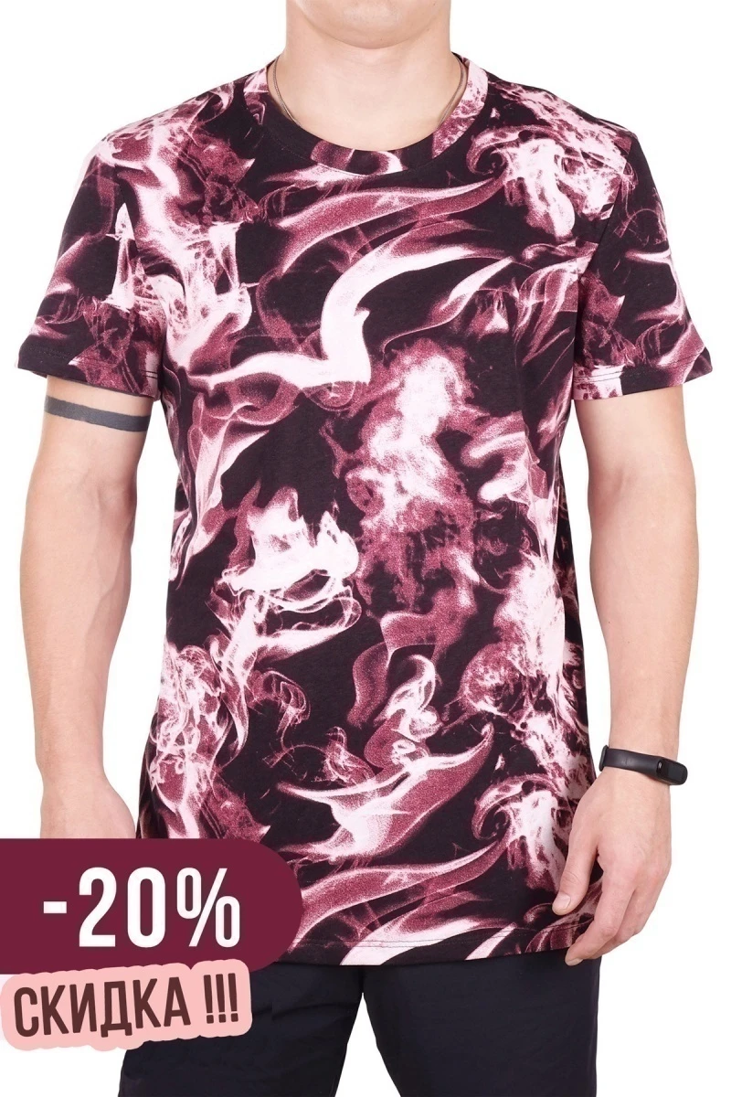 (СК) Футболка мужская "Иван" винный, дым