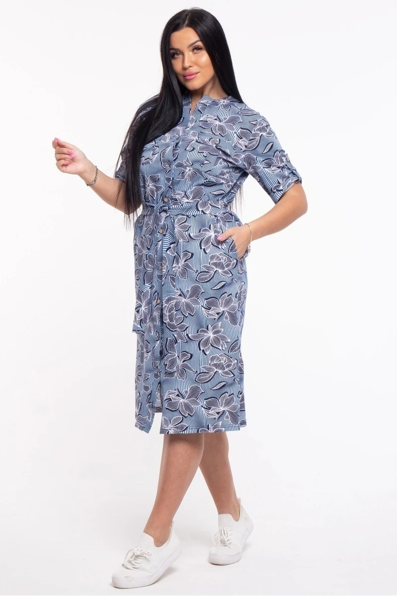 (СК) Платье-рубашка "Камелия" лазурь