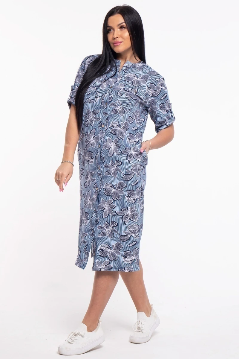 (СК) Платье-рубашка "Камелия" лазурь