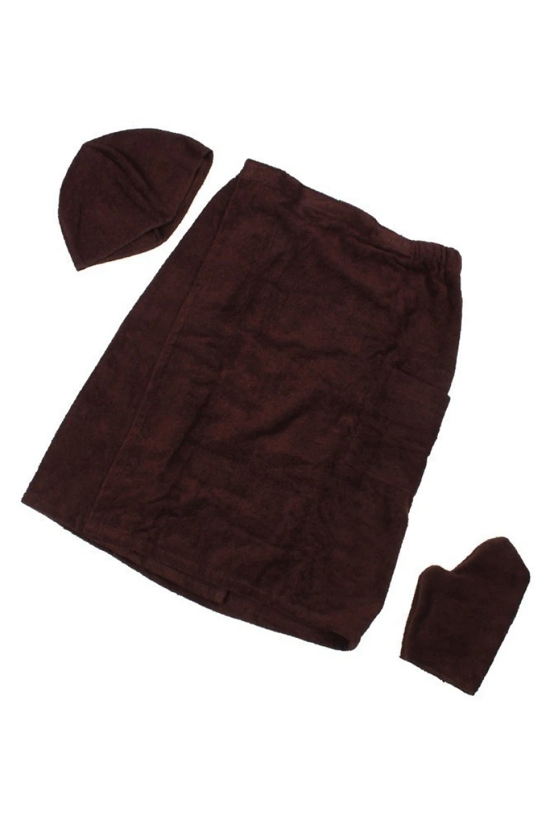 Набор для сауны махровый мужской коричневый