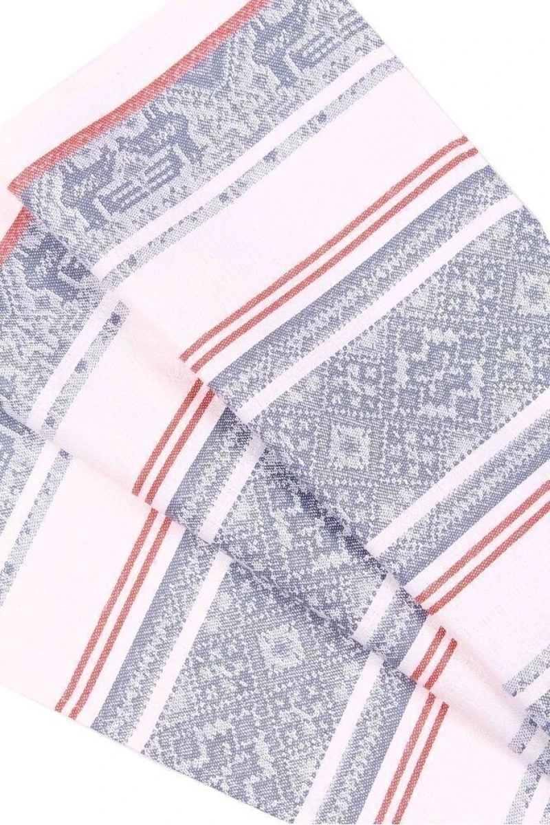 (К) Полотенце лен жаккард 042 птички стальной - 50/65