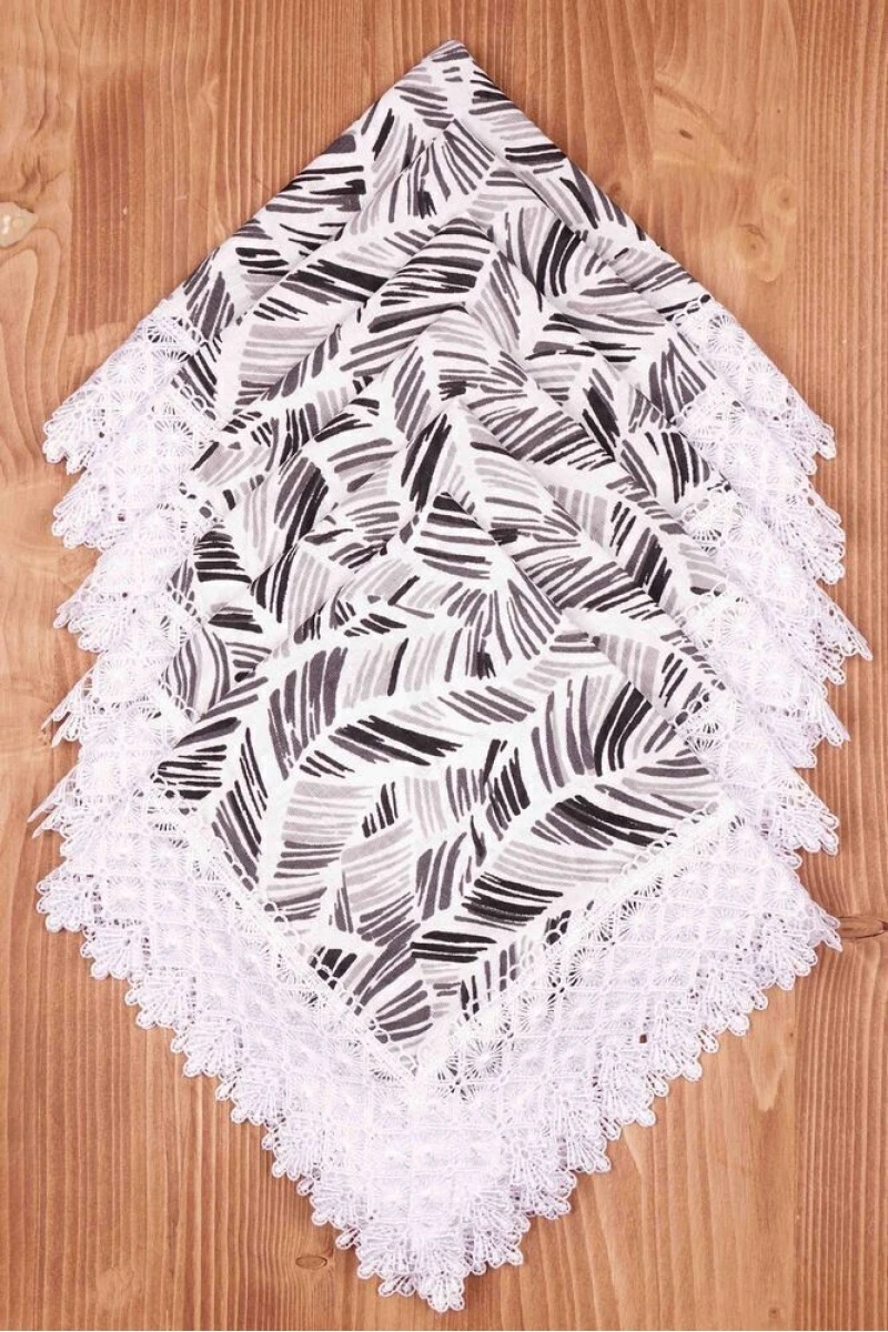 Салфетка полулен с кружевом 032 Перья (вид 3)