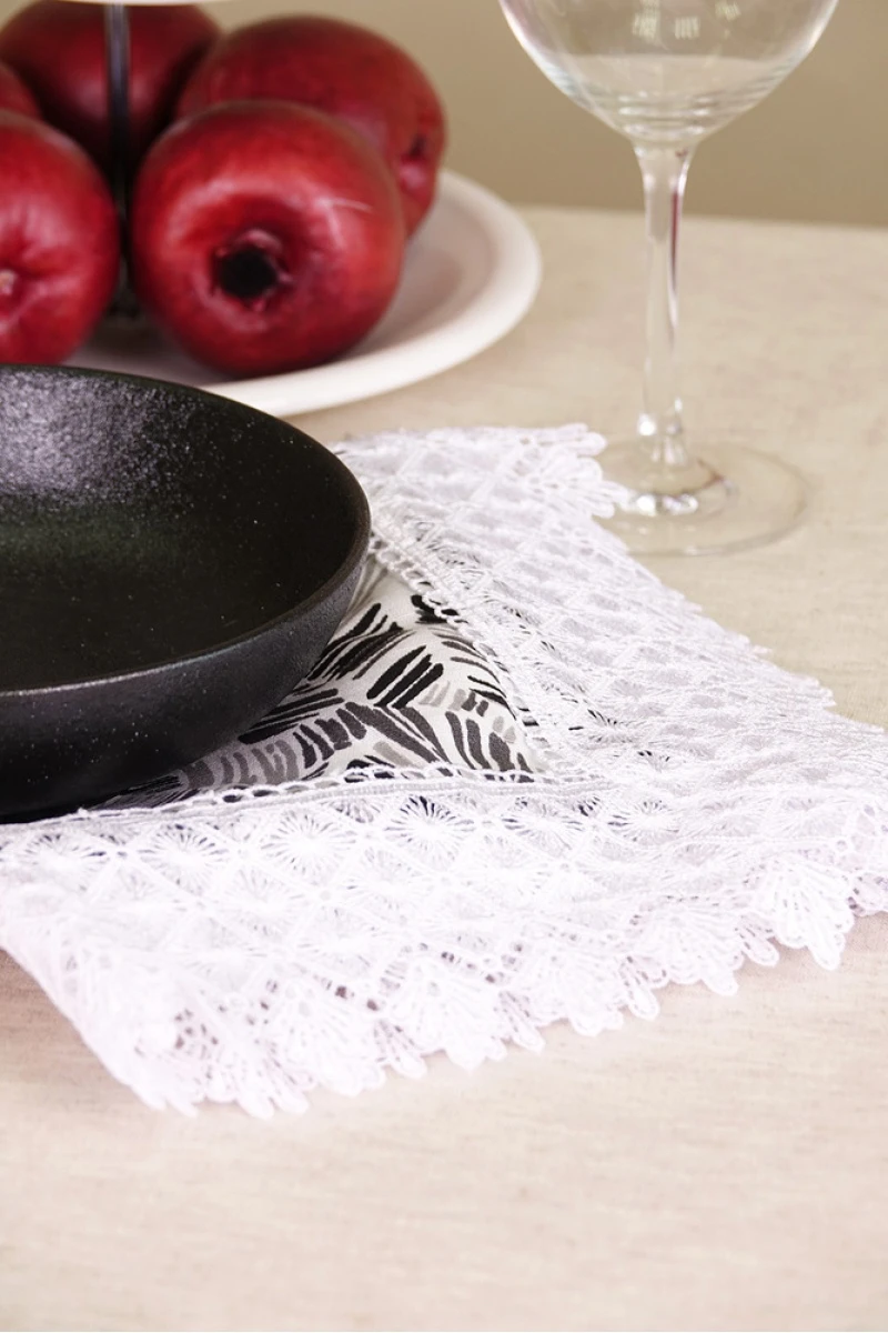 Салфетка полулен с кружевом 032 Перья (вид 3)