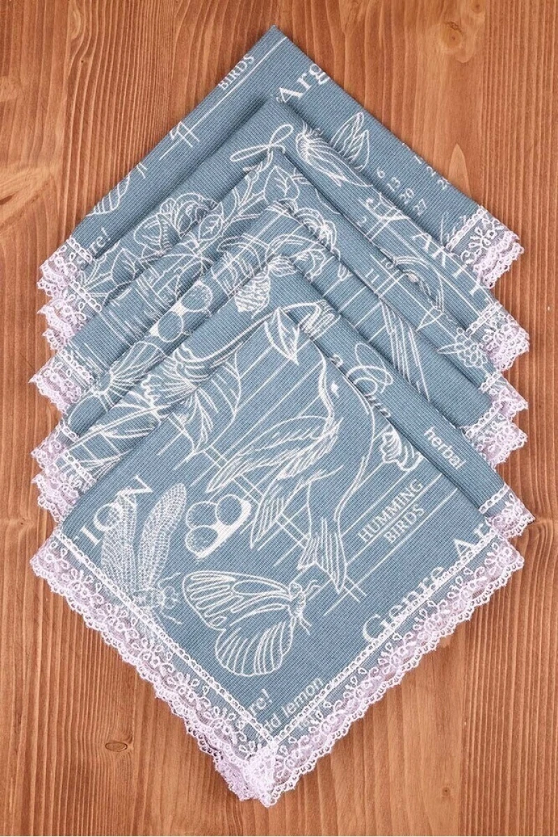 Салфетка из рогожки с кружевом 003 Версаль (ментол) (вид 5)