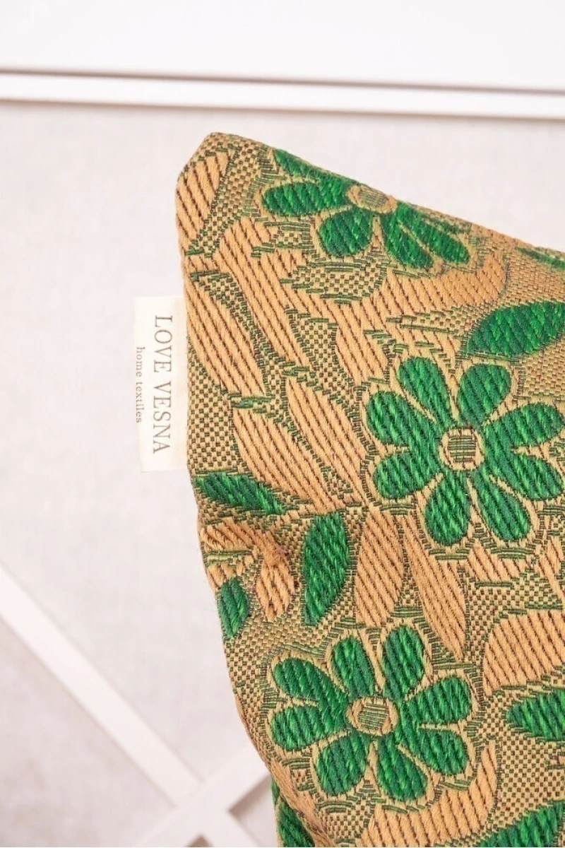 Наволочка гобелен на молнии "Зеленый акцент" арт. JB-077 (150 см)