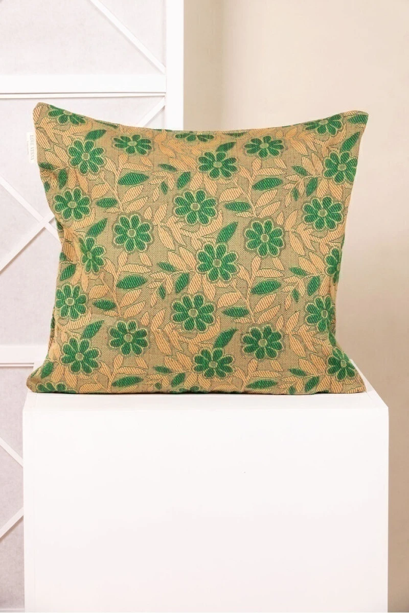 Наволочка гобелен на молнии "Зеленый акцент" арт. JB-077 (150 см)