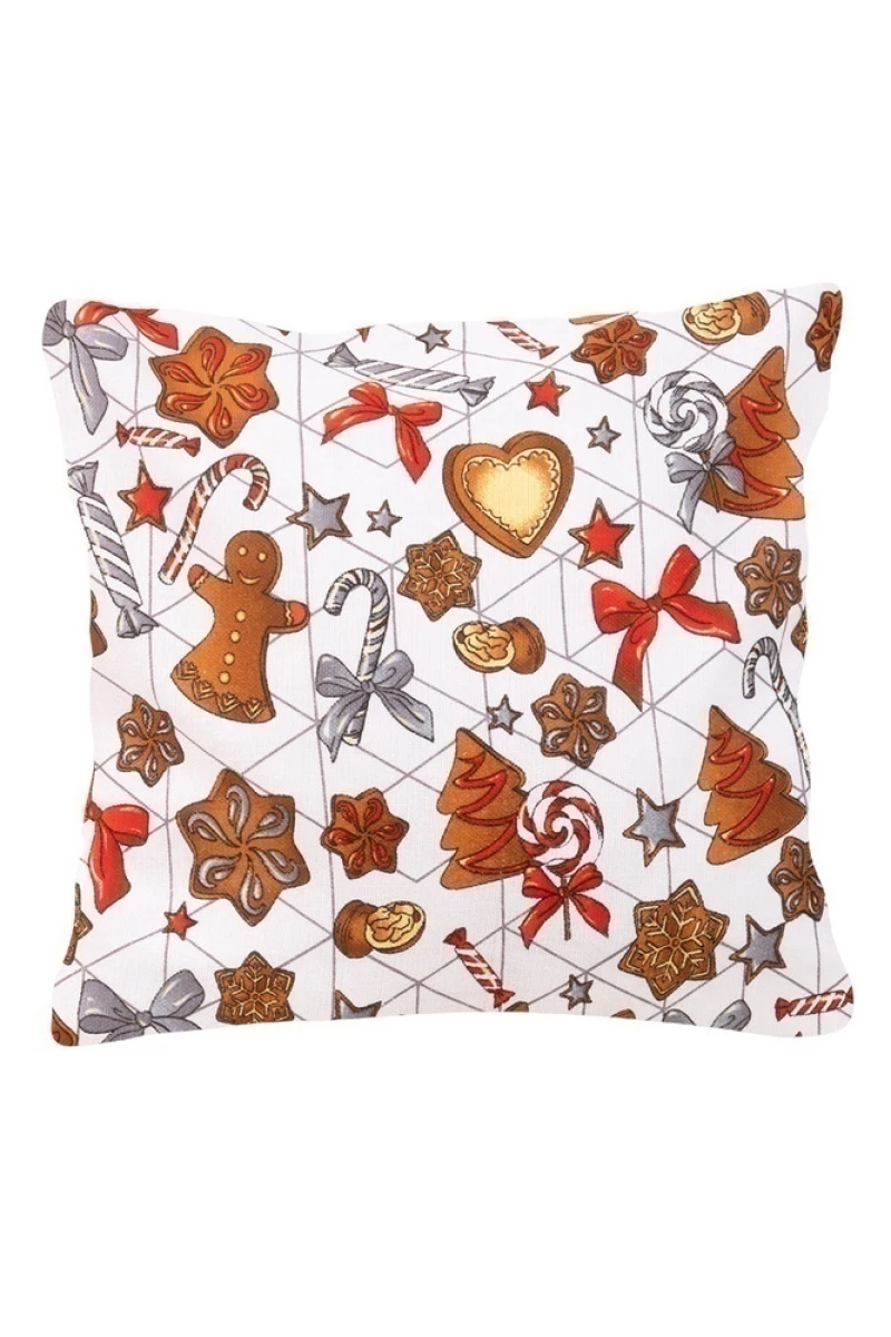 Декоративная наволочка на молнии из рогожки "ГОС" Имбирный пряник (серый)