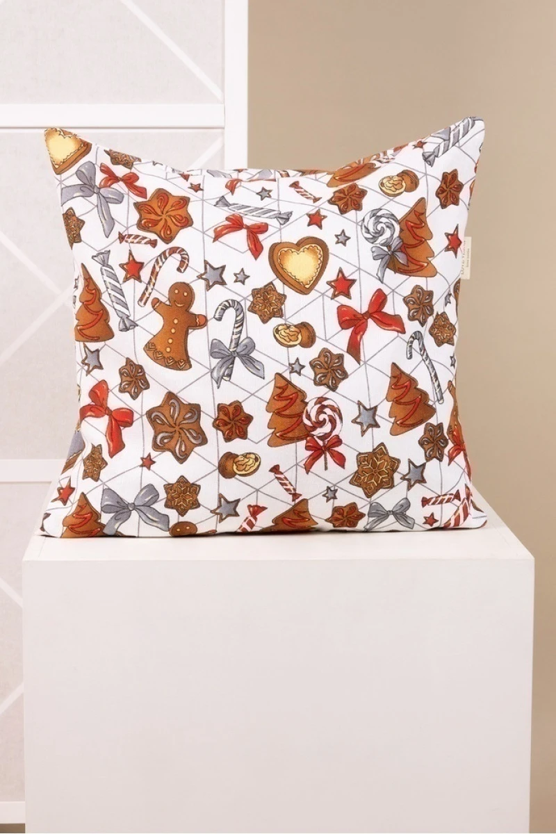 Декоративная наволочка на молнии из рогожки "ГОС" Имбирный пряник (серый)