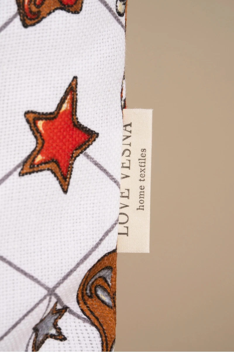 Декоративная наволочка на молнии из рогожки "ГОС" Имбирный пряник (серый)