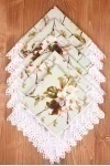 Салфетка из рогожки с кружевом 009 Яблоневый цвет (зеленый) (вид 4)