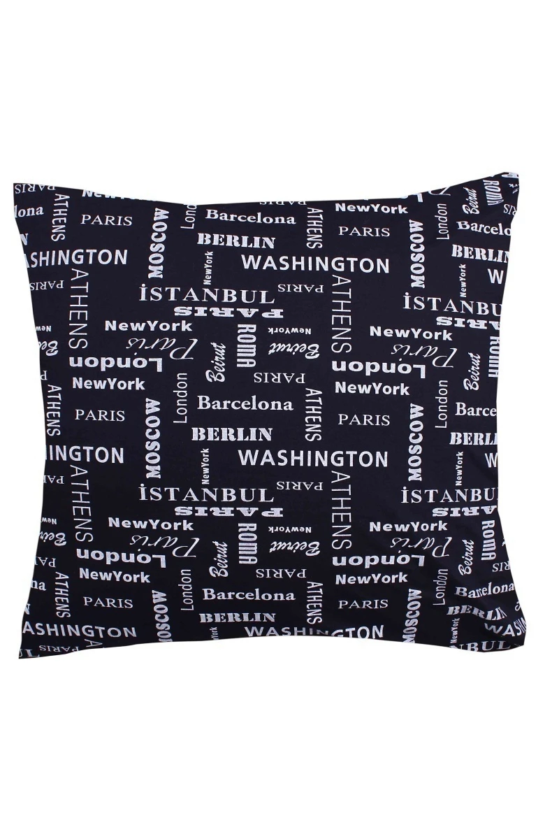 Наволочка трикотажная на молнии 049 - Столицы мира (темно-синий) (1197-V3) (145г)