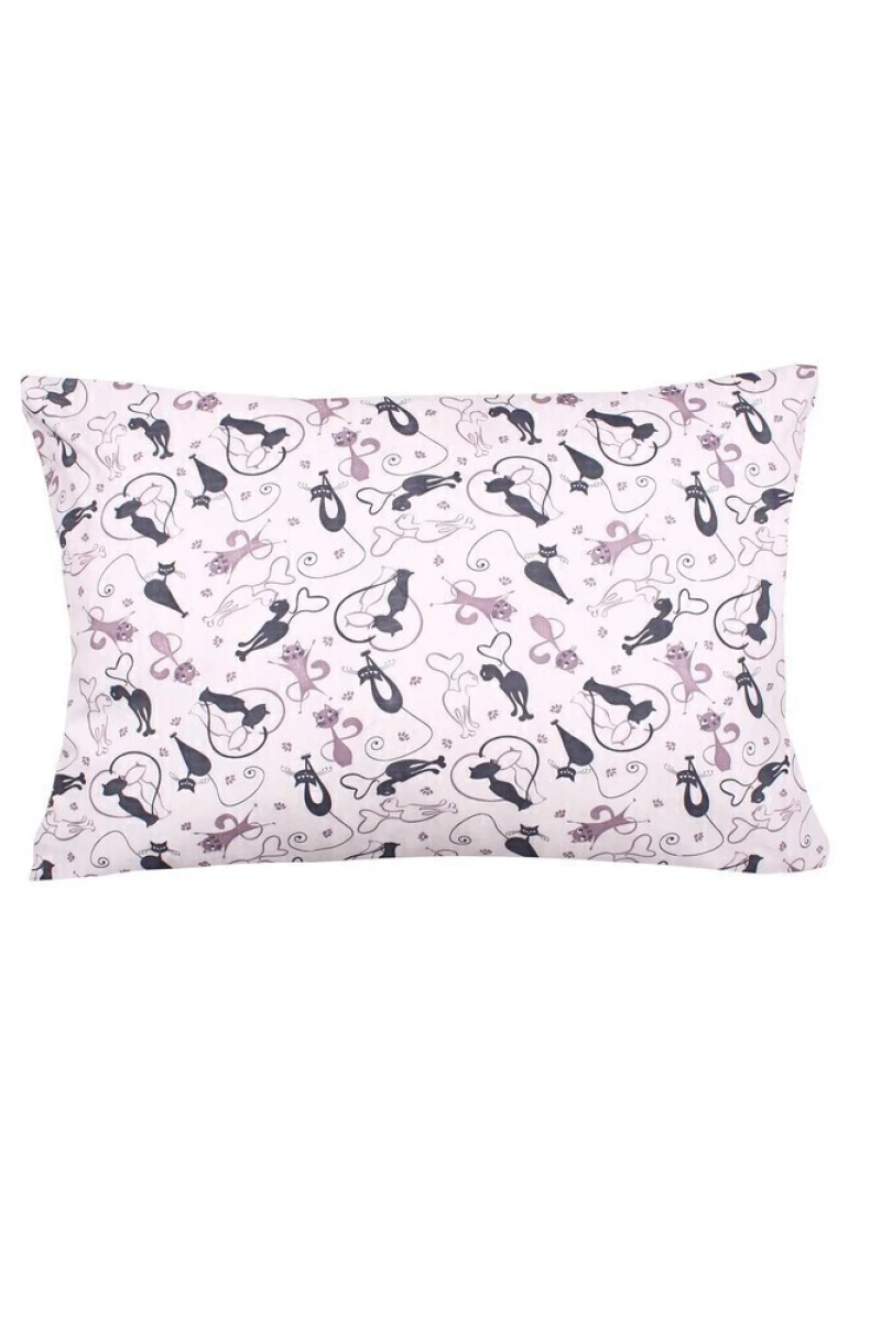Наволочка трикотажная на молнии "Изящные коты на белом"