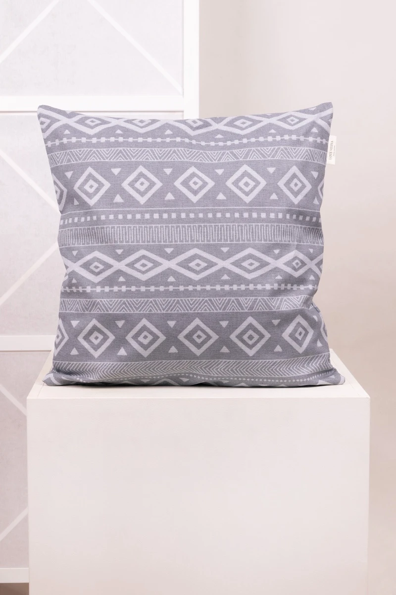 Декоративная наволочка на молнии из рогожки "ТТ" Этника (пепельный)