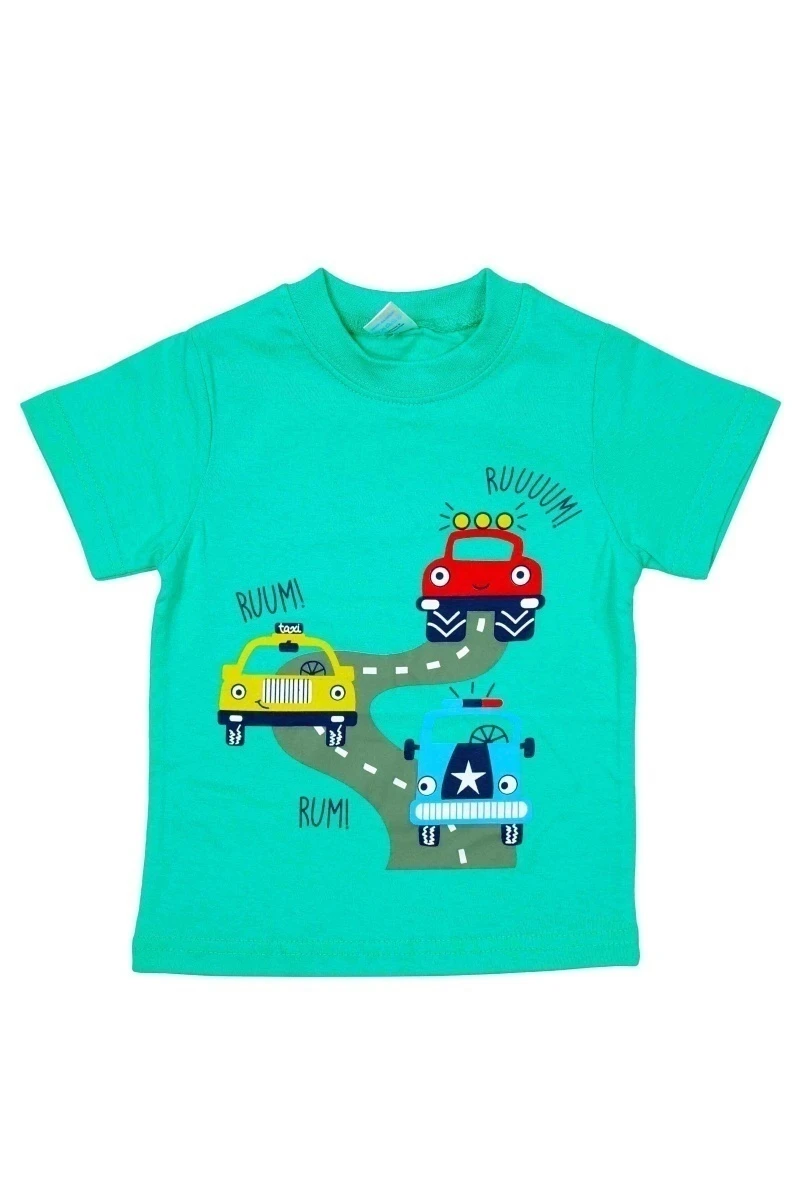 Футболка для мальчика "Гонка удалась!" BK001M ментоловый