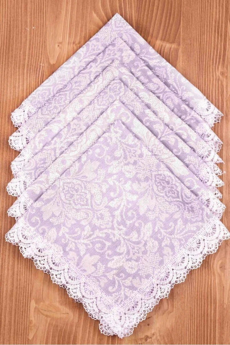 Салфетка из рогожки с кружевом 022 Серое кружево (вид 2)