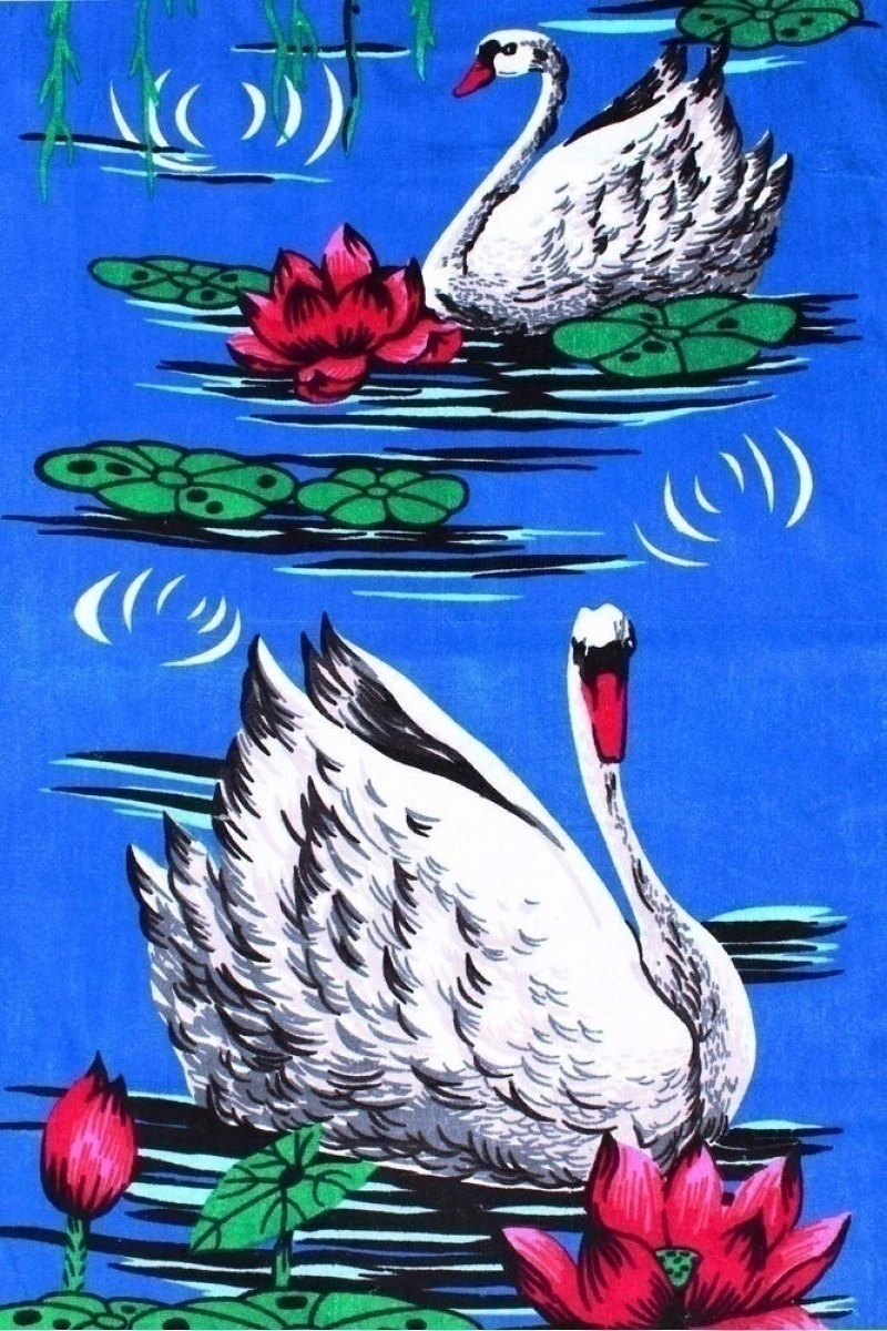 Полотенце банное махровое 019 Белые лебеди - 140/75